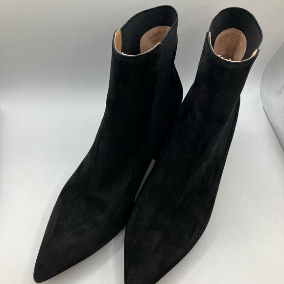 LINEA Paolo Black Suede Womens Ankle Boots with Suede Heel Sz 8 -Gently Used - Picture 1 of 10